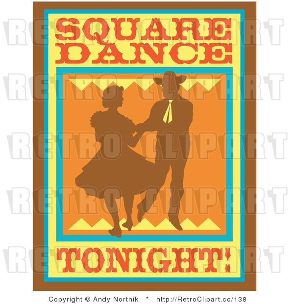 Royalty Free Retro Vector Clip Art of a Square Dancing Tonight Sign