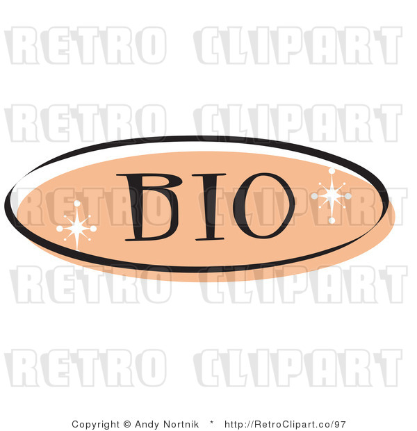Royalty Free Retro Vector Clip Art of a Tan Bio Website Button