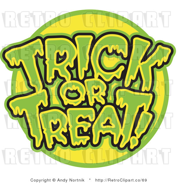 Royalty Free Retro Vector Clip Art of a Trick or Treat Greeting