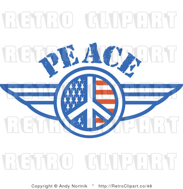 Royalty Free Retro Vector Clip Art of a Winged Peace Symbol