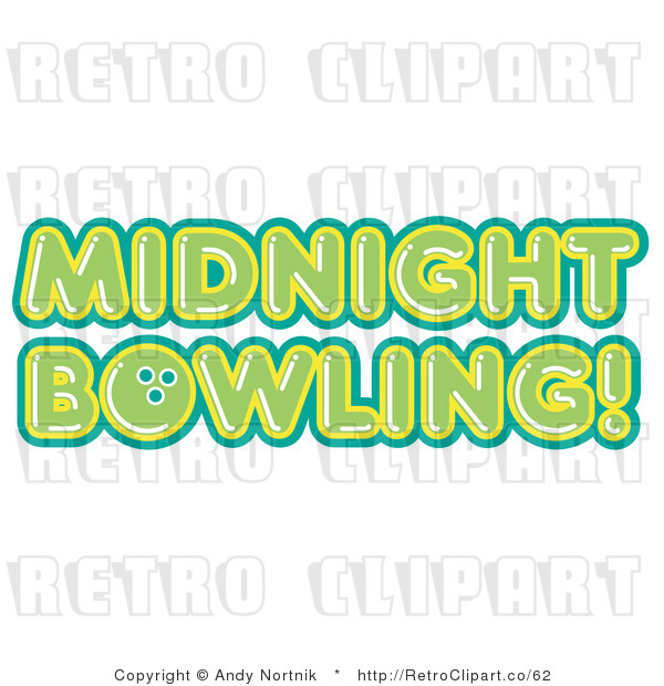 Royalty Free Retro Vector Clip Art of Midnight Bowling Text