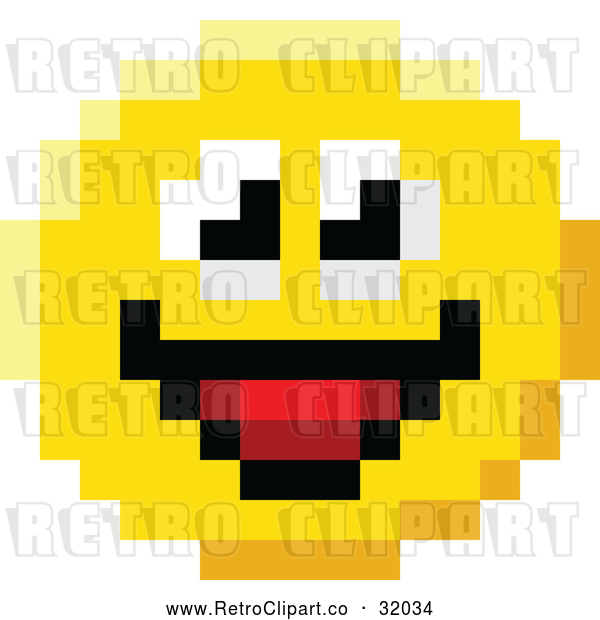 Vector Clip Art of a Pixelized Retro Smiling 8-Bit Emoji Smiley Face