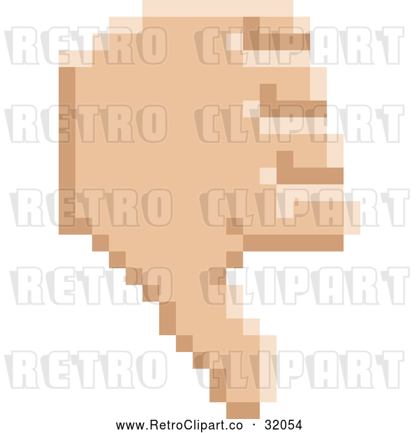 Vector Clip Art of a Retro 8 Bit Pixel Art Styled Hand Giving a Thumb down