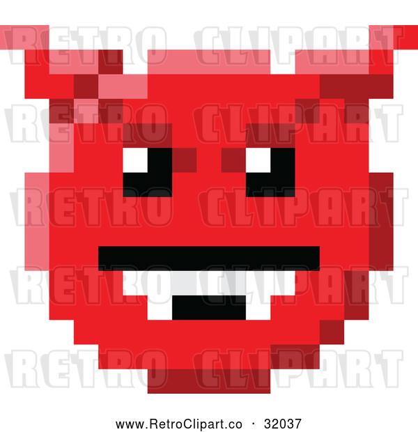 Vector Clip Art of a Retro 8-Bit Devil Smiley Face