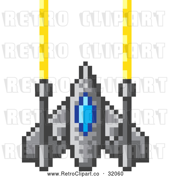 Vector Clip Art of a Retro 8-Bit Pixelized Spaceship Shooting Laszer ...