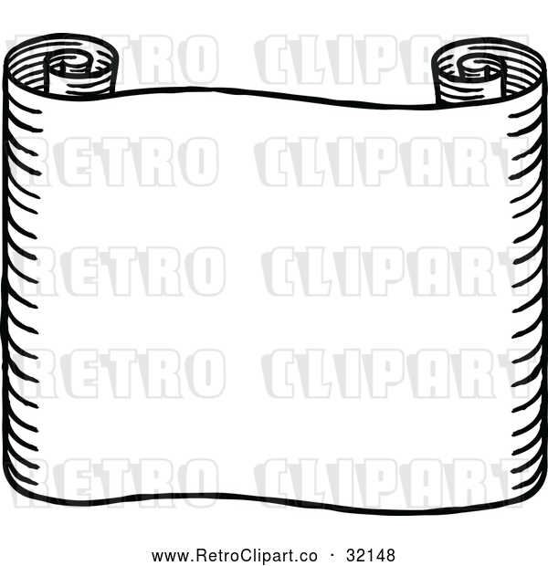 Vector Clip Art of a Retro Black and White Blank Styled Banner