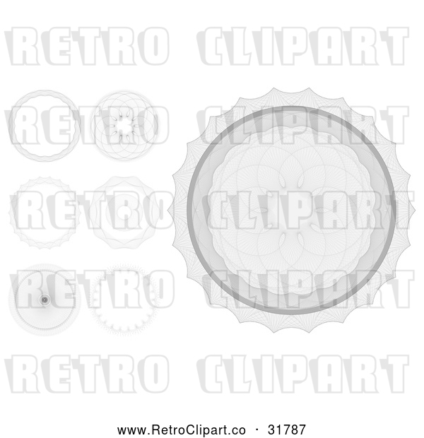 Vector Clip Art of a Retro Black and White Security Banknote and Certificate Guilloche