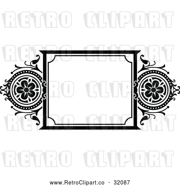 Vector Clip Art of a Retro Black Floral Frame