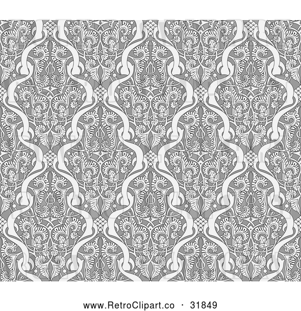 Vector Clip Art of a Retro Black Grayscale Seamless Middle Eastern Pattern