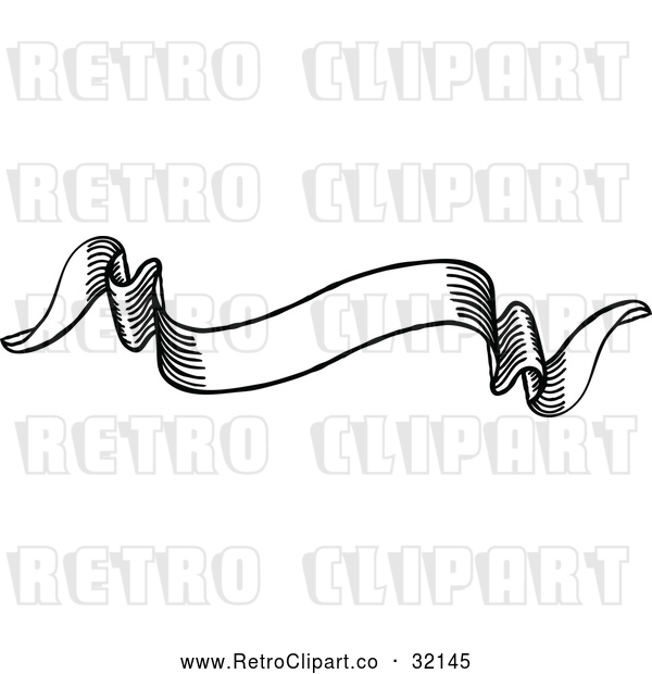 Vector Clip Art of a Retro Black Scroll Banner