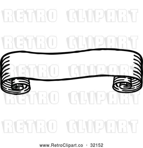 Vector Clip Art of a Retro Black Scroll Banner