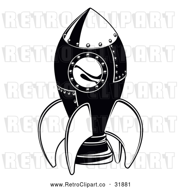 Vector Clip Art of a Retro Black Space Rocket