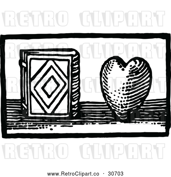 Vector Clip Art of a Retro Book and Love Heart