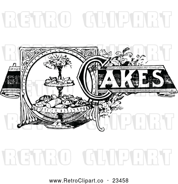 Vector Clip Art of a Retro Cakes Recipe Label
