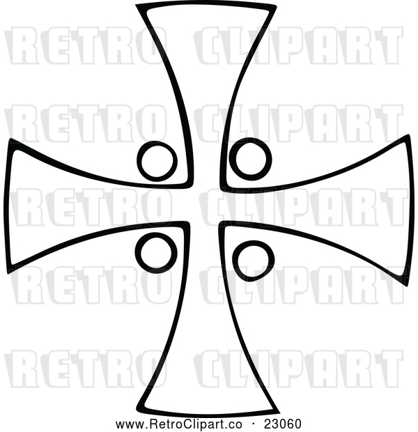 Vector Clip Art of a Retro Celtic Cross Outline by Prawny Vintage - #23060