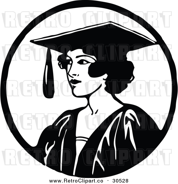 Vector Clip Art of a Retro Female Graduate