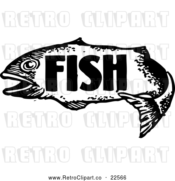 Vector Clip Art of a Retro Fish with Text