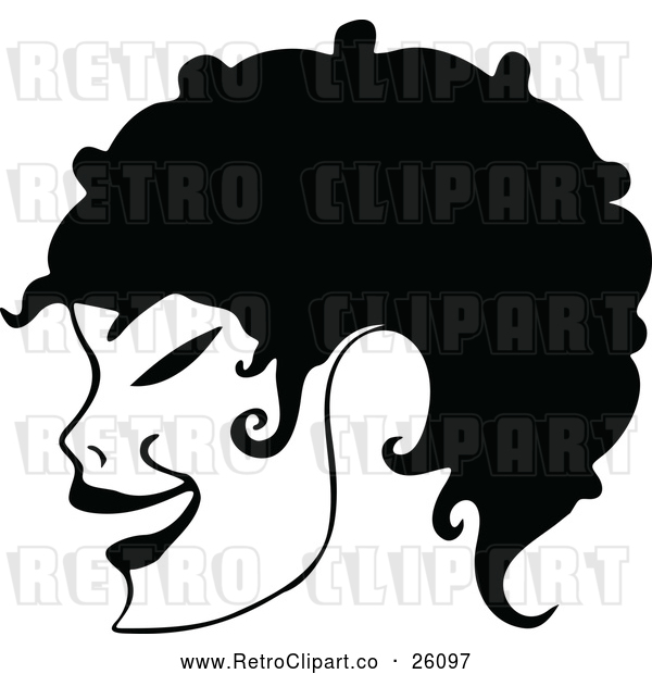 Vector Clip Art of a Retro Girl's Fashionable Curly Short Hair in Profile