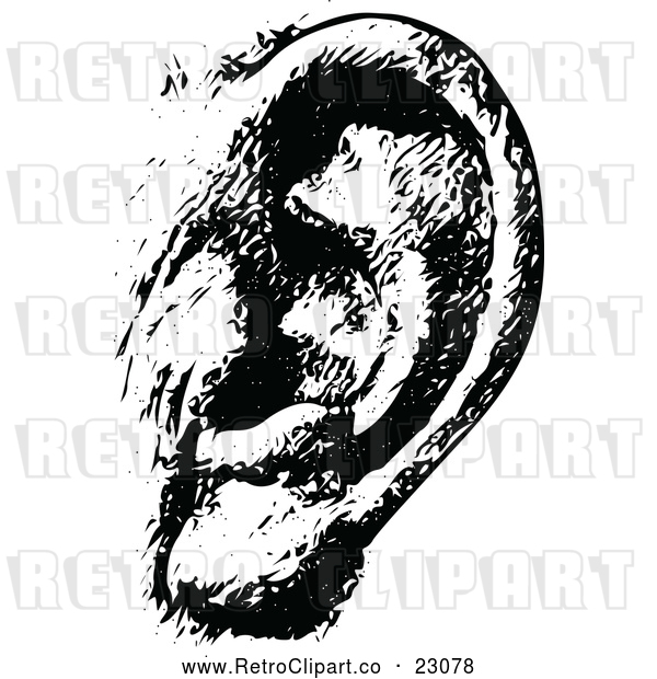 Vector Clip Art of a Retro Human Ear