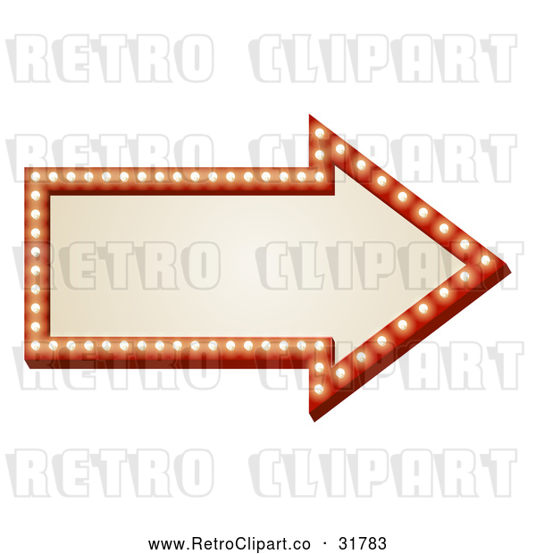 Vector Clip Art of a Retro Illuminated Arrow Sign