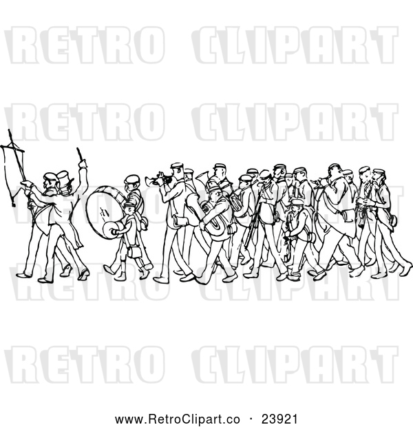 Vector Clip Art of a Retro Marching Band
