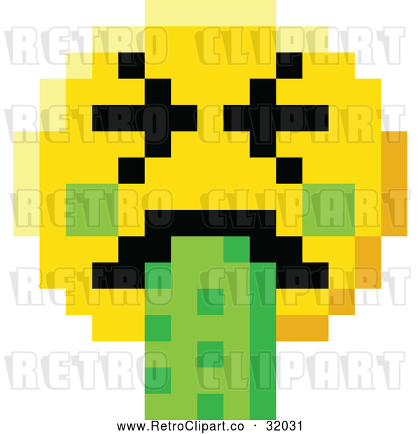 Vector Clip Art of a Retro Puking 8 Bit Video Game Style Smiley Face