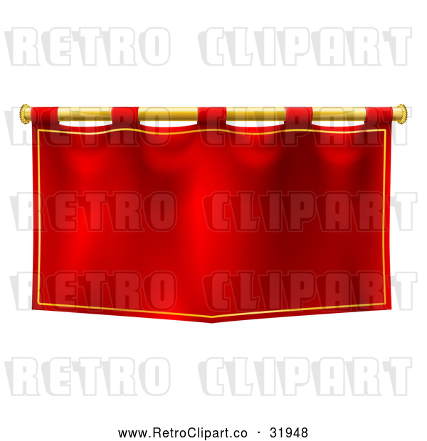Vector Clip Art of a Retro Red Banner with Gold Rod