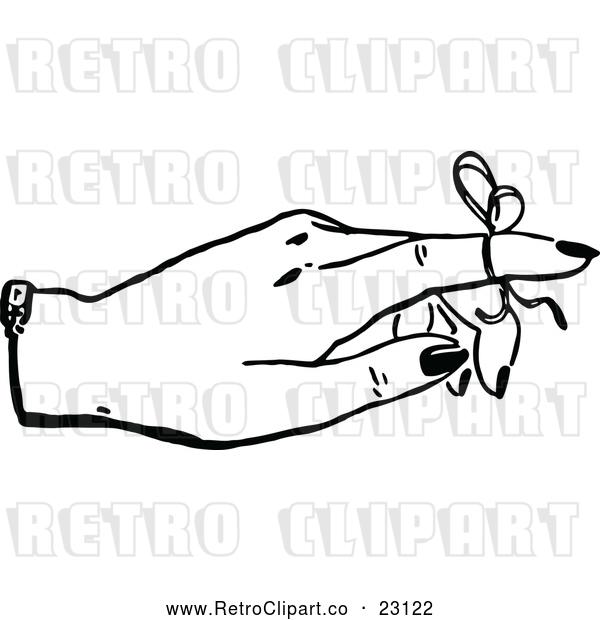 Vector Clip Art of a Retro Reminder Ribbon on a Finger