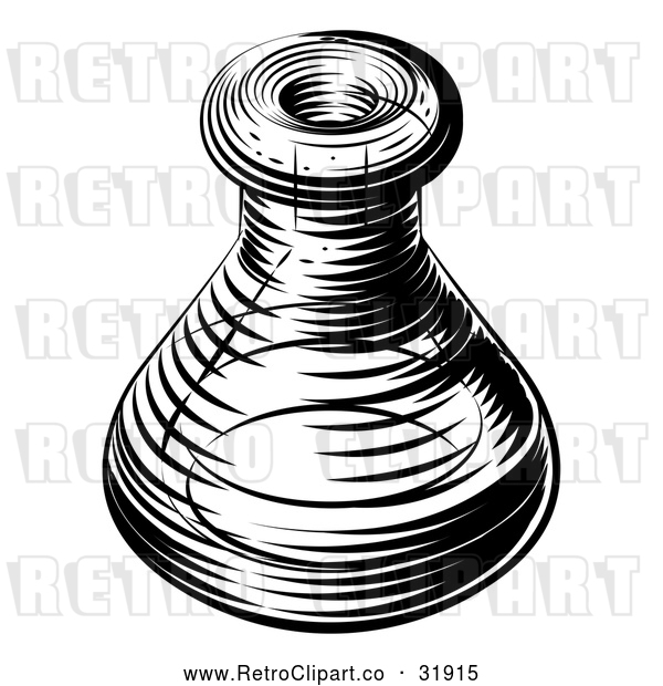 Vector Clip Art of a Retro Scientific Beaker or Flask in Black Lineart