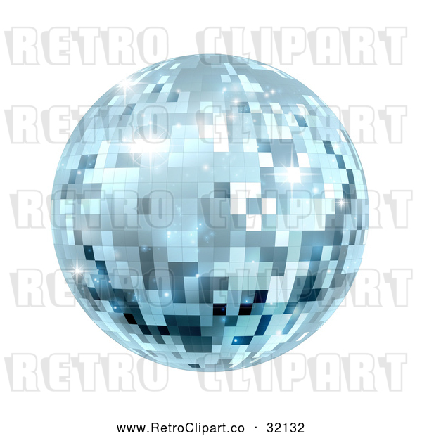 Vector Clip Art of a Retro Sparkly Blue Disco Mirror Ball