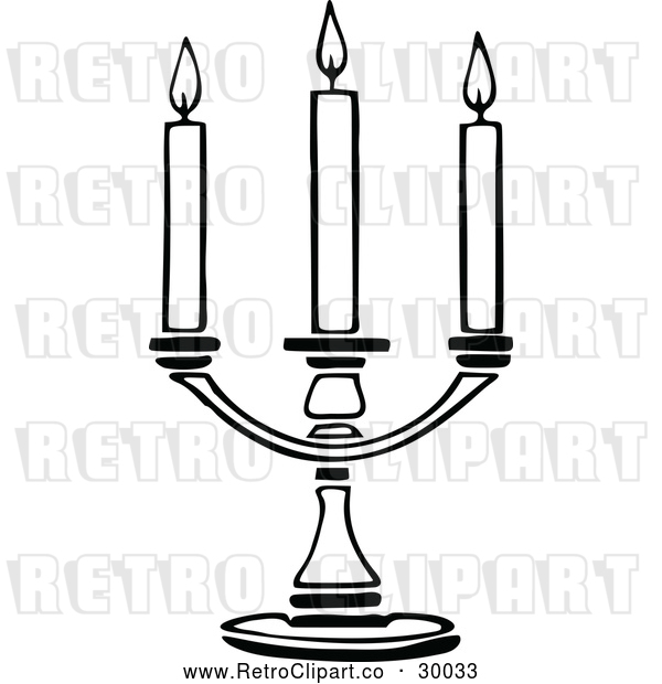 Vector Clip Art of a Retro Triple Candle Holder