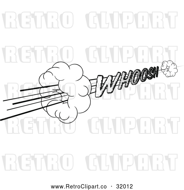 Vector Clip Art of a Super Sonic Fast Retro Pop Art Comic Styled Whoosh Speed Sound Effect in Black and White