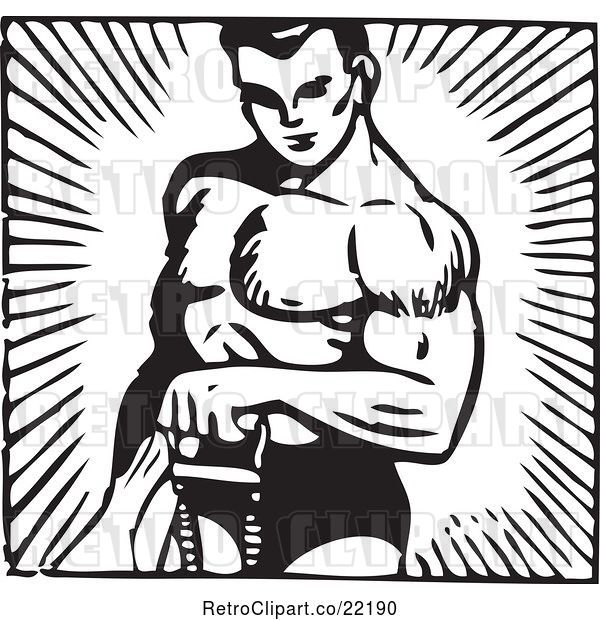 Vector Clip Art of Bodybuilder Lifting with One Arm