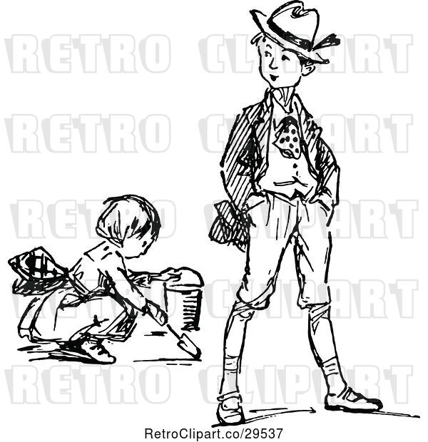 Vector Clip Art of Boy and Digging Girl