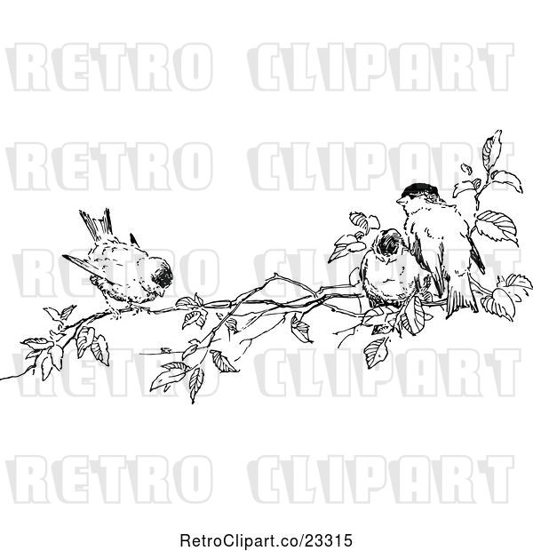 Vector Clip Art of Branch with Birds