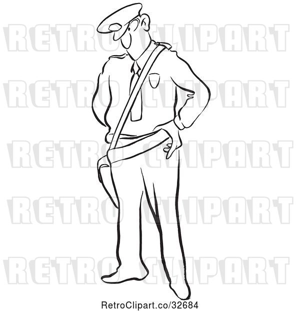Vector Clip Art of Cartoon Police Guy Looking Stern