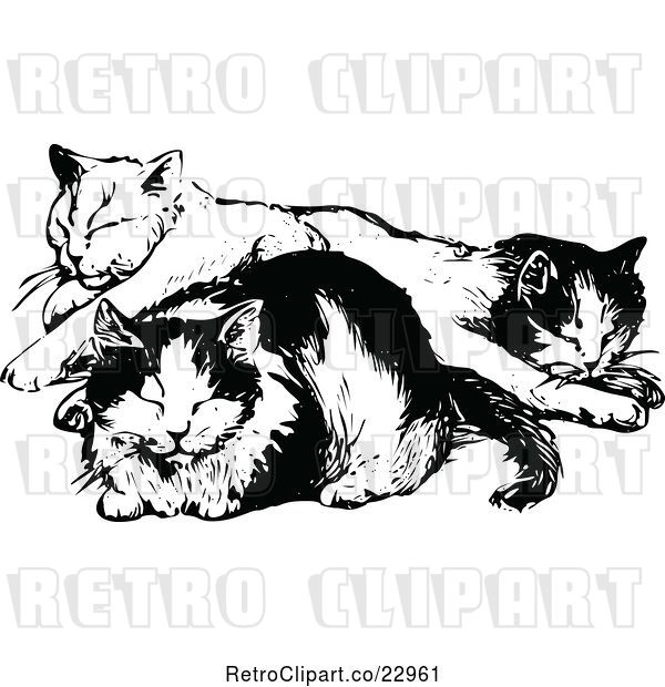 Vector Clip Art of Cats Napping