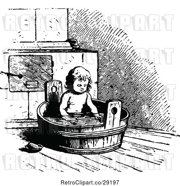 Vector Clip Art of Child in a Tub
