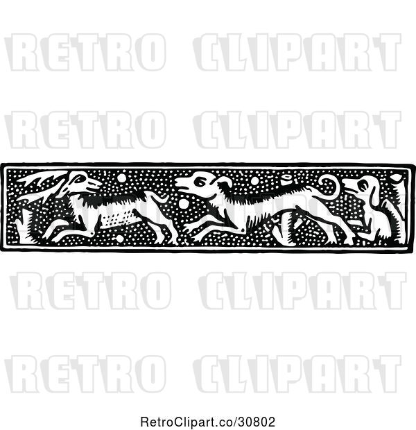 Vector Clip Art of Deer and Dog Border
