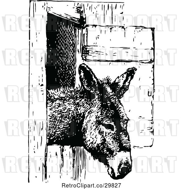 Vector Clip Art of Donkey in a Stall