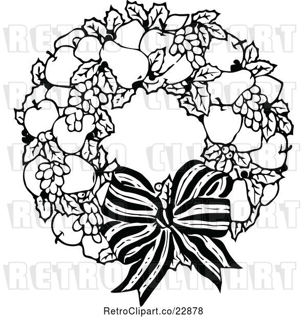 Vector Clip Art of Fruit Wreath and Bow
