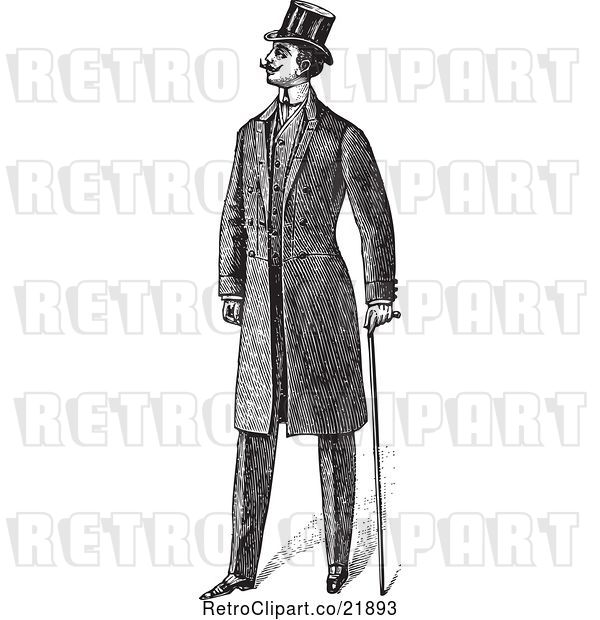 Vector Clip Art of Gentleman Standing in a Suit - 3