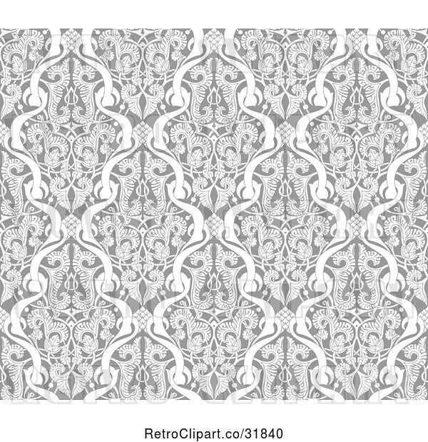 Vector Clip Art of Grayscale Seamless Islamic Motif Pattern 2