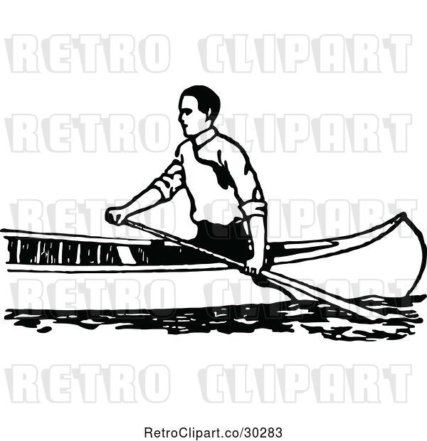 Vector Clip Art of Guy Canoeing 2
