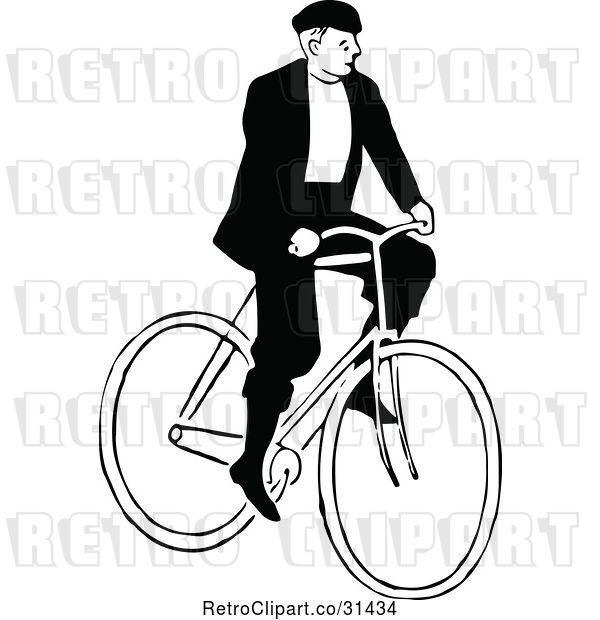 Vector Clip Art of Guy Riding a Bicycle 1
