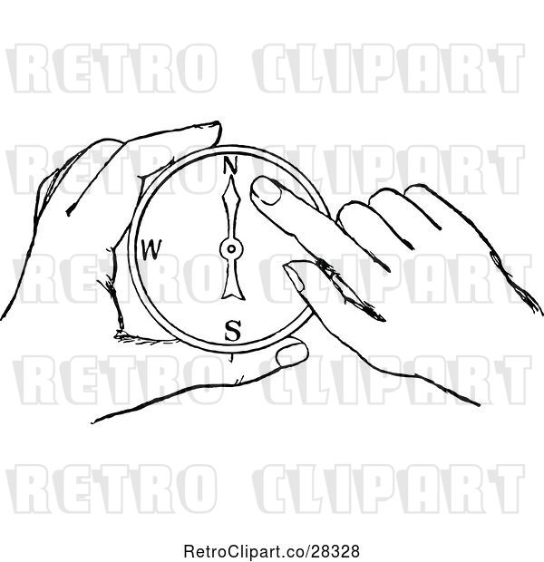 Vector Clip Art of Hands Holding a Compass