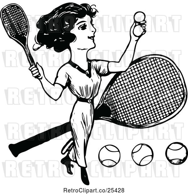 Vector Clip Art of Lady Playing Tennis