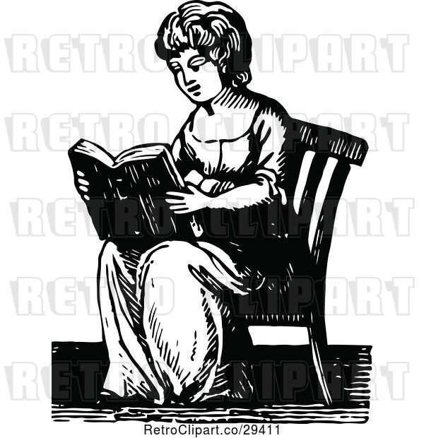 Vector Clip Art of Lady Reading