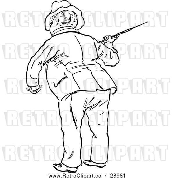 Vector Clip Art of Man with a Cane 2