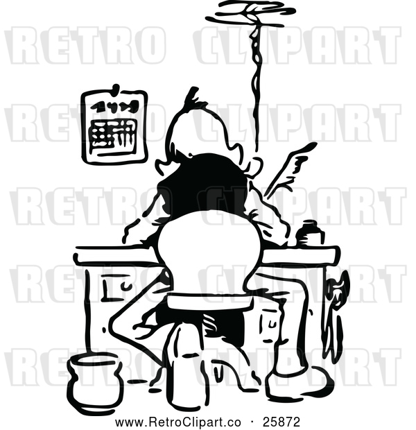 Vector Clip Art of Man Writing at a Desk